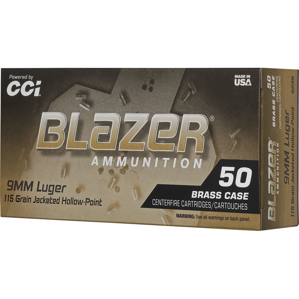 CCI Blazer Brass HP Pistol Ammo 9mm Luger 115gr. JHP 50 rd. - Image 3
