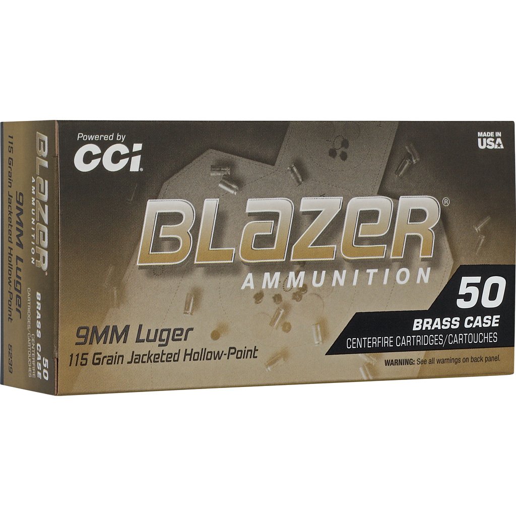 CCI Blazer Brass HP Pistol Ammo 9mm Luger 115gr. JHP 50 rd. - Image 2