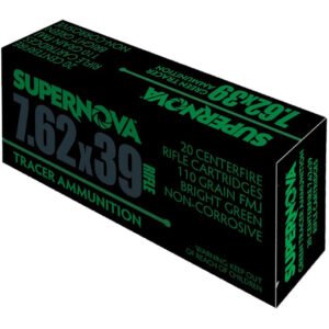 Supernova Tracer Rifle Ammunition 7.62x39 110 gr. FMJ Green Tracer 20 rd.