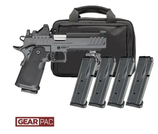 SPRINGFIELD ARMORY 1911 DS PRODIGY AOS 5" U NOTCH FIBER OPTIC, VIRIDIAN RFX11,BAG,4 MAGS