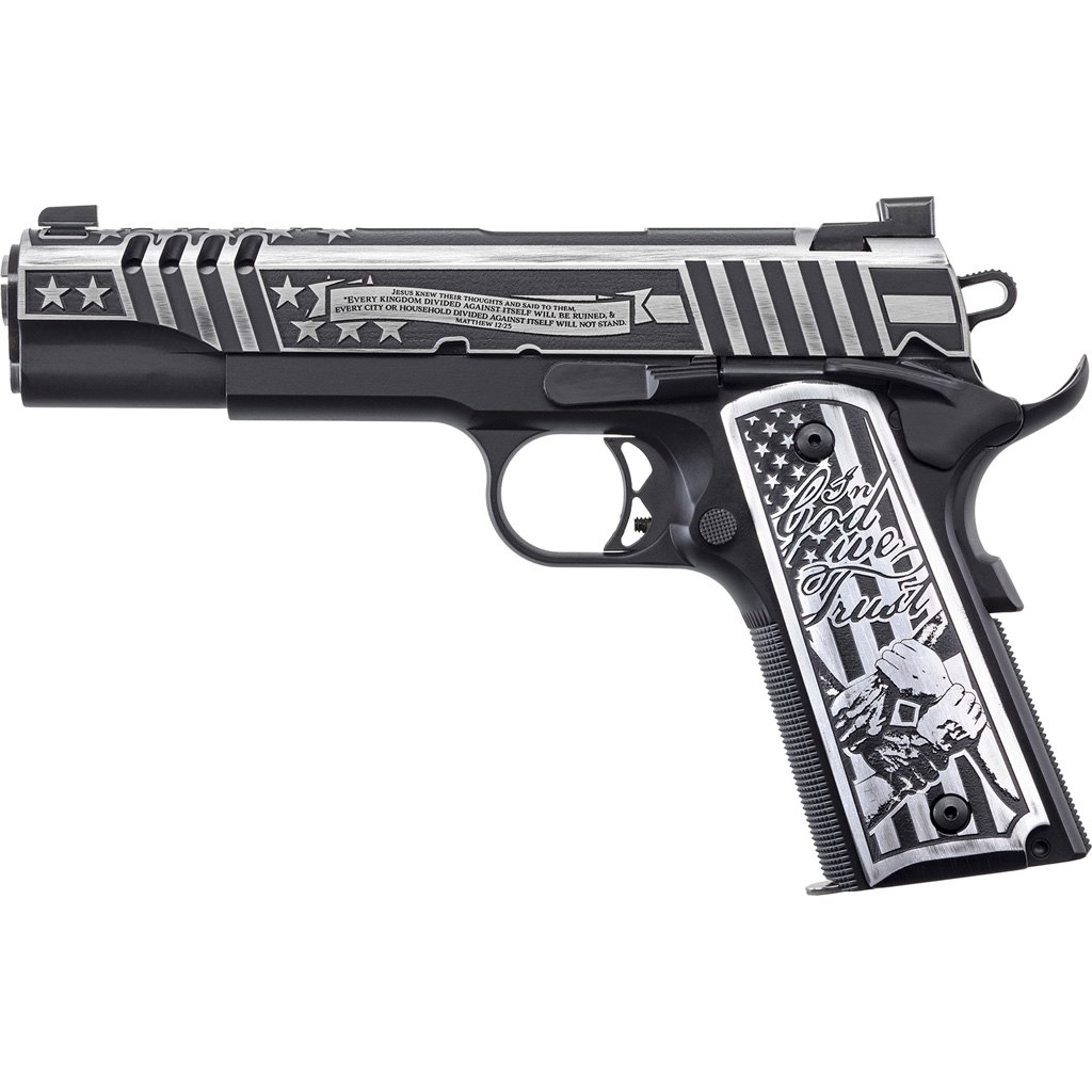 Auto-Ordnance United We Stand Custom 1911 Pistol 45 ACP 5 in. Black and Silver 7 rd. Night Sights - Image 2
