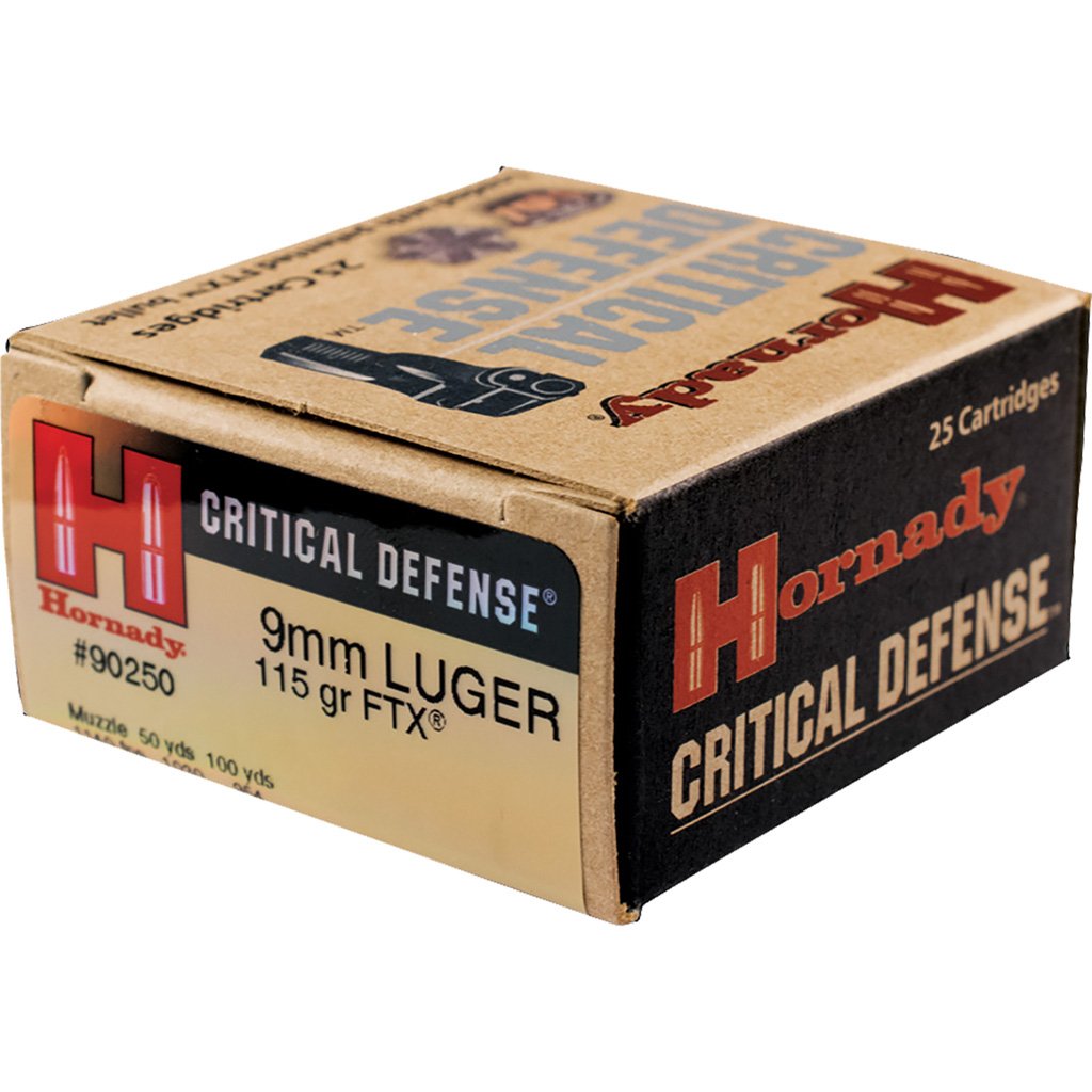 Hornady Critical Defense Pistol Ammo 9mm Luger 115 gr. Flex Tip eXpanding 25 rd.