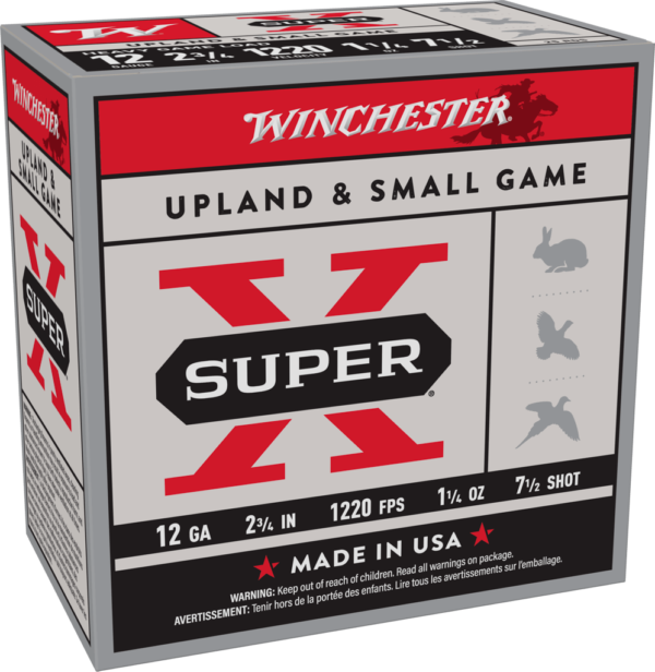 WINCHESTER SUPER X UPLAND 12 GA 2-3/4" #7.5  1-1/4 OZ 25 RD/BX 10 BX/CS