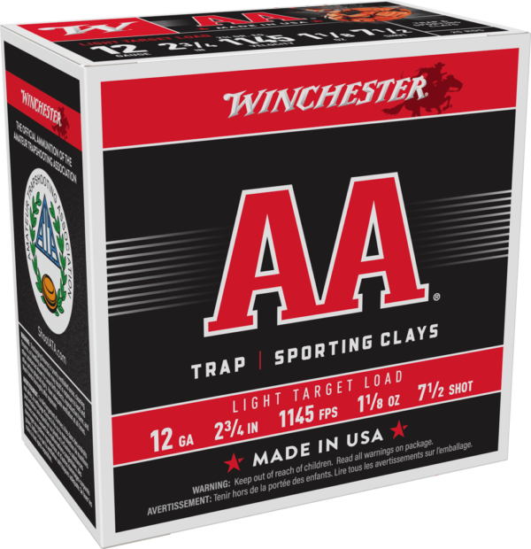 WINCHESTER AA LIGHT TARGET 12GA 2-3/4" 1-1/8OZ #7.5 25RD BX 250RD CASE