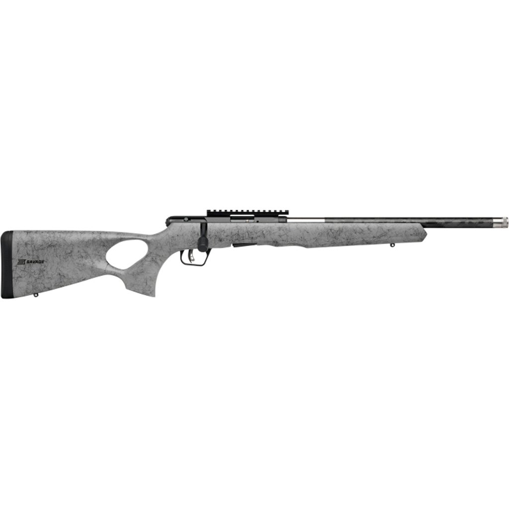 Savage B22 TimberLite Thumbhole Rifle 22 LR 18 in. Grey Stock/Black Webbing 10 rd - Image 2
