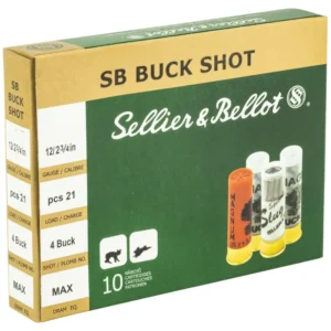 SELLIER&BELLOT 12G 2.75 #4 BK 1 1/8 10RD BOX 25 BOXES PER CASE