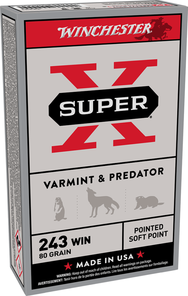 WINCHESTER SUPER X POWER POINT 243WIN 80GR PSP 20RD BX 200RD CASE