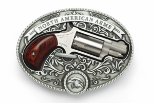 NAA MINI-REVOLVER .22 M, 1 1/8", W/ OVAL ORNATE BELT BUCKLE