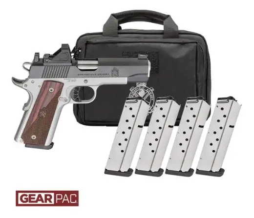 SPRINGFIELD ARMORY RONIN 1911 4.25" BL/STS 45ACP PSTL AOS U NOTCH F.O VIRIDIAN RFX11,BAG, 4 MAGS