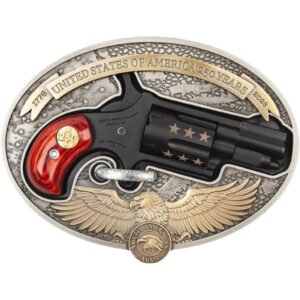 NAA USA 250th Belt Buckle Revolver 22 LR 1.13 in. Black w/Rosewood Grip & Coin
