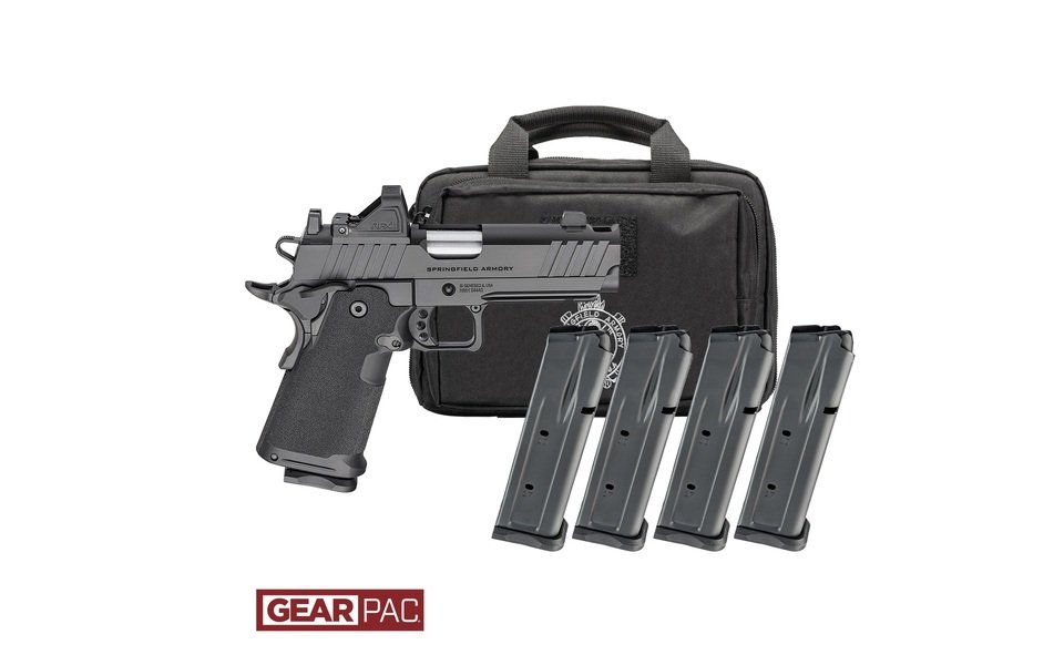 SPRINGFIELD ARMORY 1911 DS PRODIGY AOS 4.25" COMP U NOTCH FIBER OPTIC VIRIDIAN RFX11,BAG,4 MAGS
